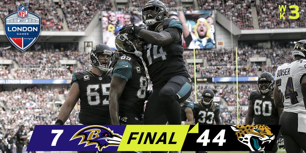 Jacksonville Jaguars atropelam Baltimore Ravens em Wembley