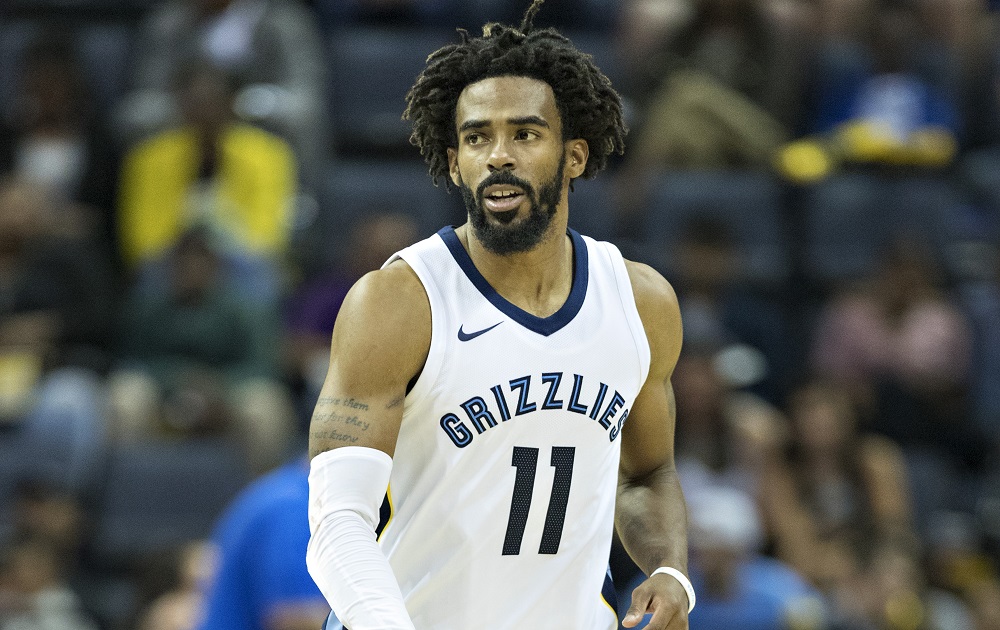 MEMPHIS, TN - OCTOBER 26: Mike Conley #11 of the Memphis Grizzlies on the court during a game against the Dallas Mavericks at the FedEx Forum on October 26, 2017 in Memphis, Tennessee.