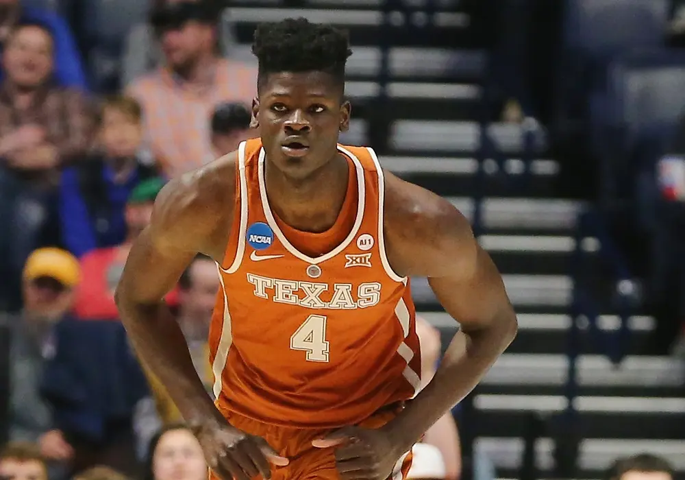 NASHVILLE, TN - MARCH 16: Mohamed Bamba #4 of the Texas Longhorns looks on against the Nevada Wolf Pack during the game in the first round of the 2018 NCAA Men's Basketball Tournament at Bridgestone Arena on March 16, 2018 in Nashville, Tennessee.