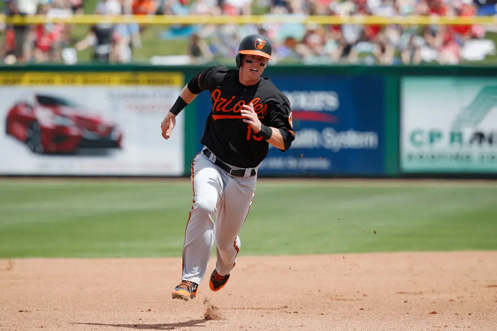 Chance Sisco #15 of the Baltimore Orioles runs the bases during a Grapefruit League spring training game against the Philadelphia Phillies at Spectrum Field on March 25, 2018 in Clearwater, Florida. The Orioles won 6-5.