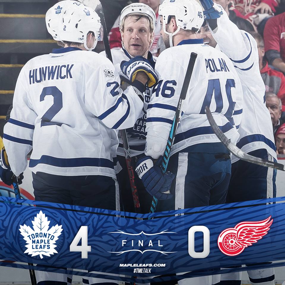 Toronto Maple Leafs vence Detroit Red Wings por 4 a 0