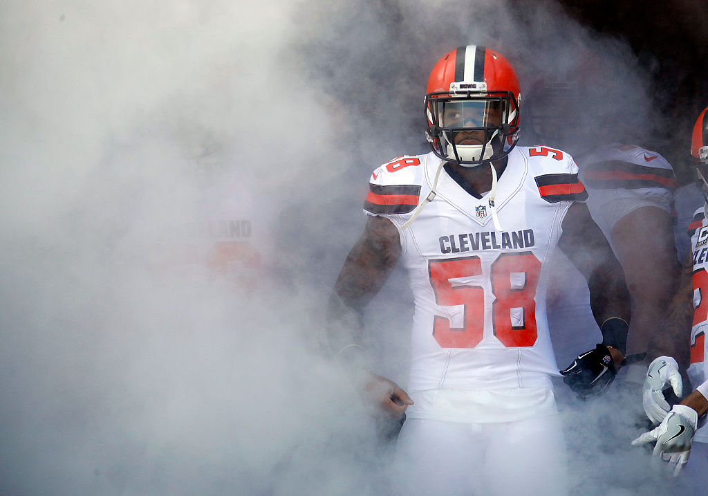 CLEVELAND, OH - NOVEMBER 06:  Christian Kirksey #58 of the Cleveland Browns looks on before introductions against the Dallas Cowboys at FirstEnergy Stadium on November 6, 2016 in Cleveland, Ohio.  