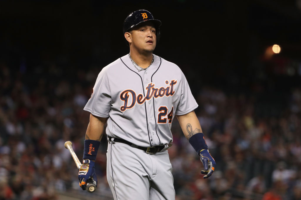 Miguel Cabrera during the MLB game at Chase Field on May 9, 2017 in Phoenix, Arizona.