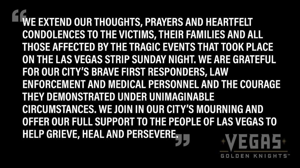 Golden Knights faz doação após tiroteio mortal em Las Vegas