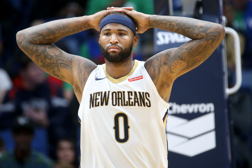 NEW ORLEANS, LA - OCTOBER 30: DeMarcus Cousins #0 of the New Orleans Pelicans reacts during the game against the Orlando Magic at the Smoothie King Center on October 30, 2017 in New Orleans, Louisiana