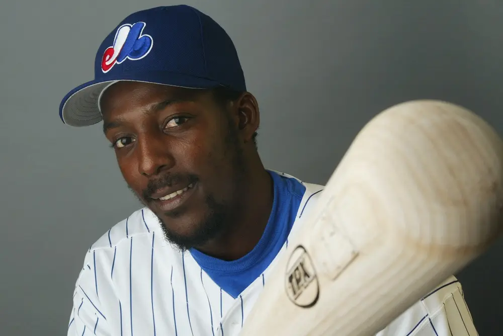 VIERA, FL - FEBRUARY 21: Vladimir Guerrero #27 of the Montreal Expos poses for a portrait during Media Day at Space Coast Stadium on February 21, 2003 in Viera, Florida.