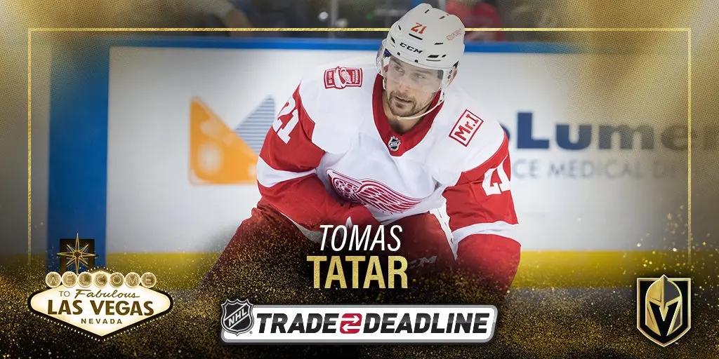 Em troca, Red Wings enviam Tomas Tatar para Golden Knights