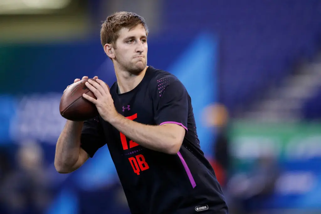 INDIANAPOLIS, IN - MARCH 03: UCLA quarterback Josh Rosen in action during the NFL Combine at Lucas Oil Stadium on March 3, 2018 in Indianapolis, Indiana.