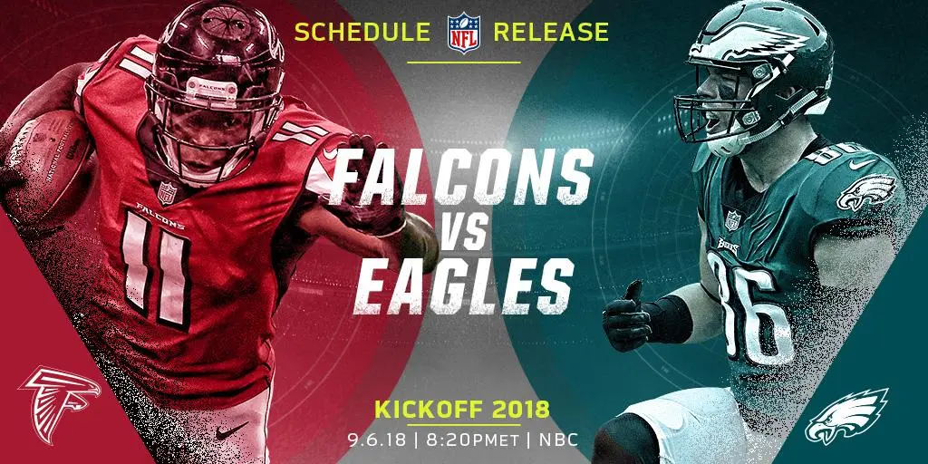 Philadelphia Eagles e Atlanta Falcons farão a abertura da temporada 2018 da NFL
