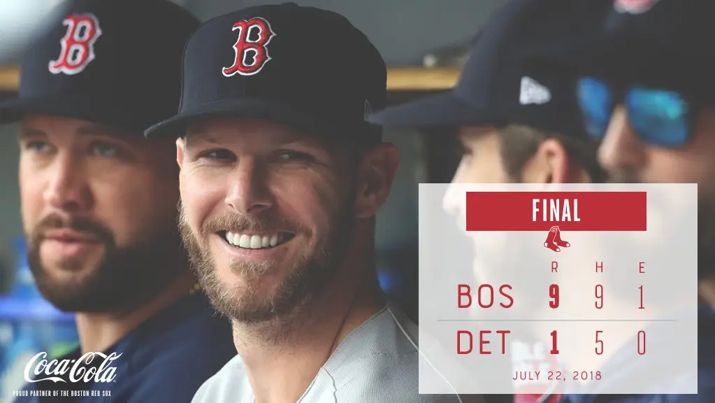 Com show de Chris Sale, Boston Red Sox vence Detroit Tigers por 9 a 1
