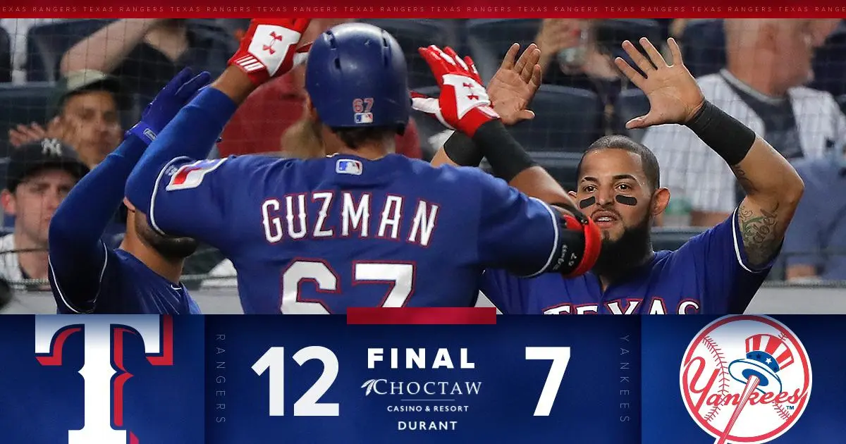 Ronald Guzman brilha com três home runs e Texas Rangers vence New York Yankees