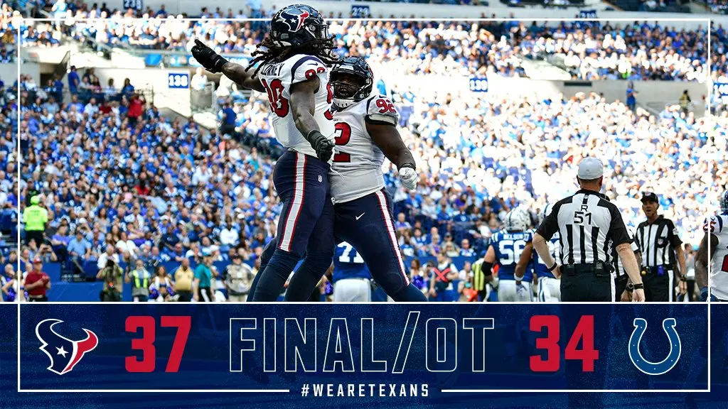 Houston Texans vence Indianapolis Colts no overtime