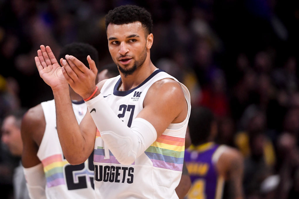 DENVER, CO - NOVEMBER 27: Jamal Murray (27) of the Denver Nuggets claps during the second half of the Nuggets' 117-85 win over the Los Angeles Lakers on Tuesday, November 27, 2018. The Denver Nuggets hosted the Los Angeles Lakers at the Pepsi Center