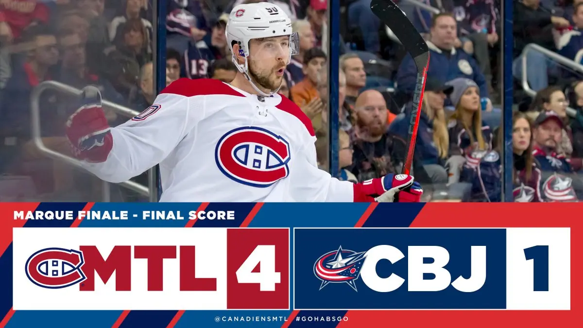 Canadiens vencem e acabam com sequência positiva dos Blue Jackets