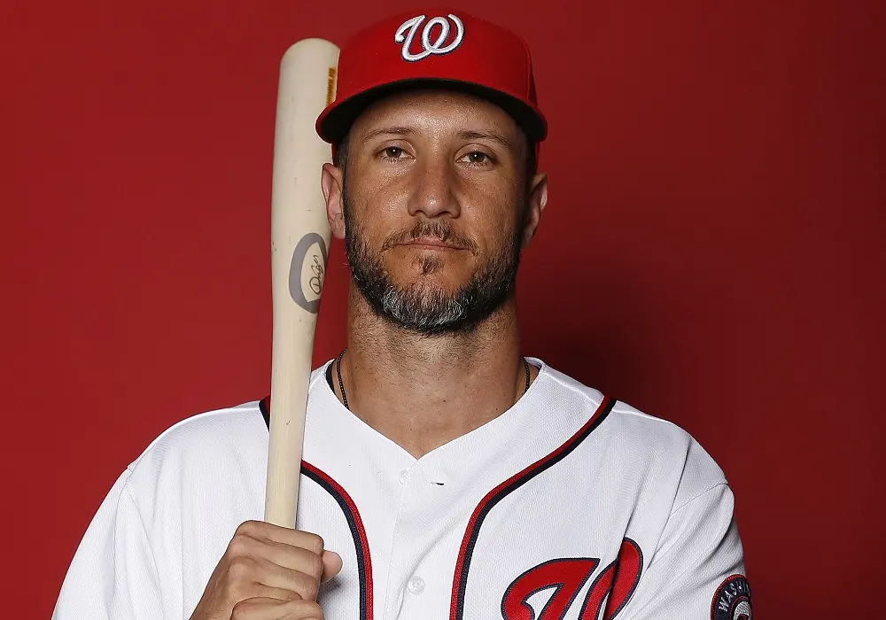 WEST PALM BEACH, FLORIDA - FEBRUARY 22: Yan Gomes #10 of the Washington Nationals poses for a portrait on Photo Day at FITTEAM Ballpark of The Palm Beaches during on February 22, 2019 in West Palm Beach, Florida