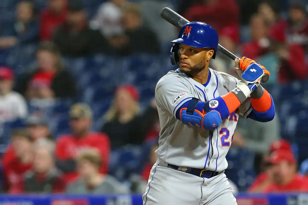 PHILADELPHIA, PA - APRIL 16: Robinson Cano #24 of the New York Mets in action against the Philadelphia Phillies during a game at Citizens Bank Park on April 16, 2019 in Philadelphia, Pennsylvania