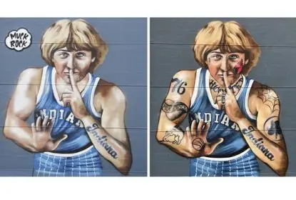 Após pedido de Larry Bird, artista apaga tatuagens de mural em Indianápolis - The Playoffs