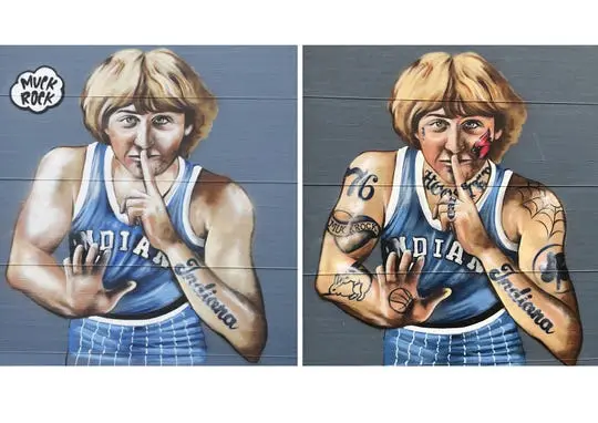 Após pedido de Larry Bird, artista apaga tatuagens de mural em Indianápolis