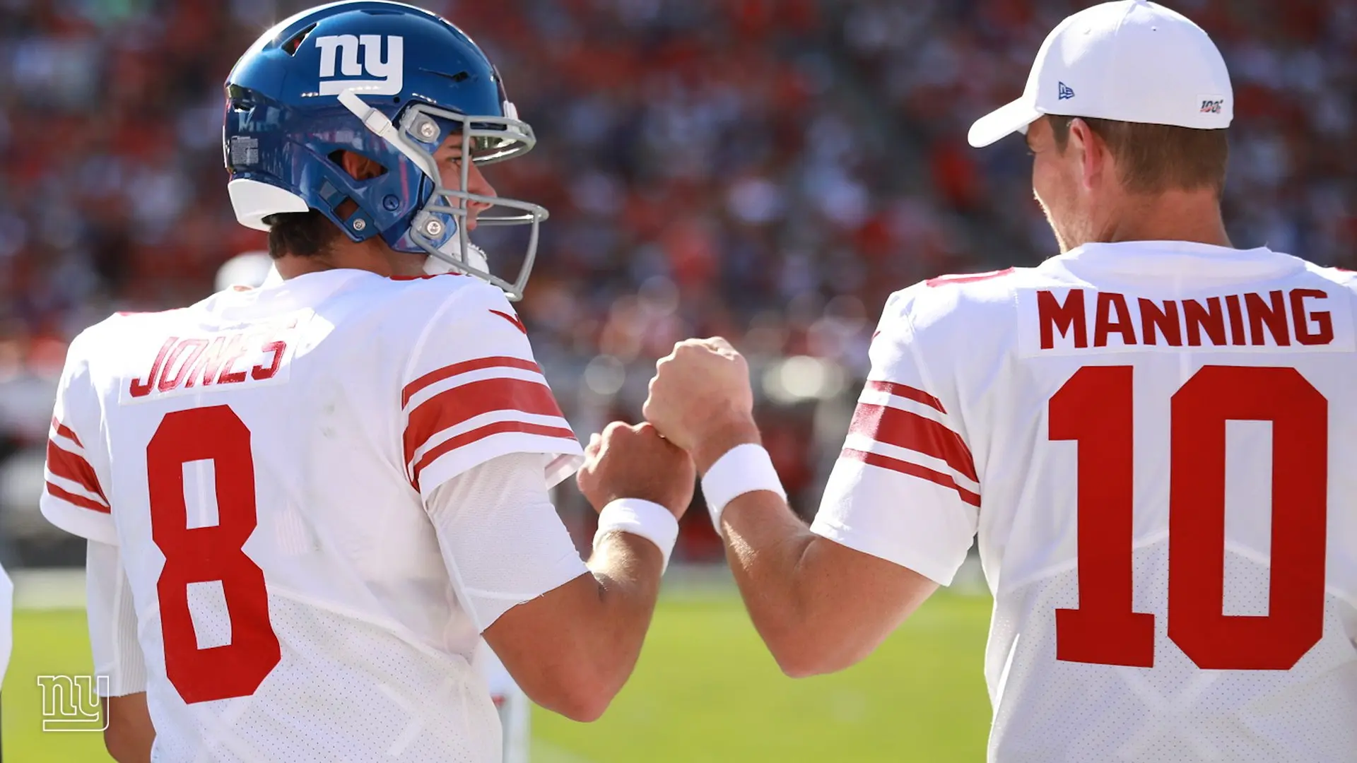Daniel Jones e Eli Manning na primeira vitória do New York Giants na temporada 2019 da NFL
