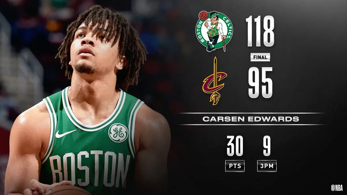 Edwards faz 26 pontos no terceiro quarto e os Celtics batem os Cavs fora de casa