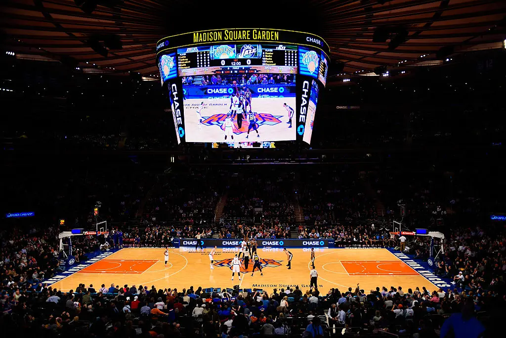 NEW YORK, NY - NOVEMBER 14: Fans look on during a tip-off between the New York Knicks and Utah Jazz at Madison Square Garden on November 14, 2014 in New York City