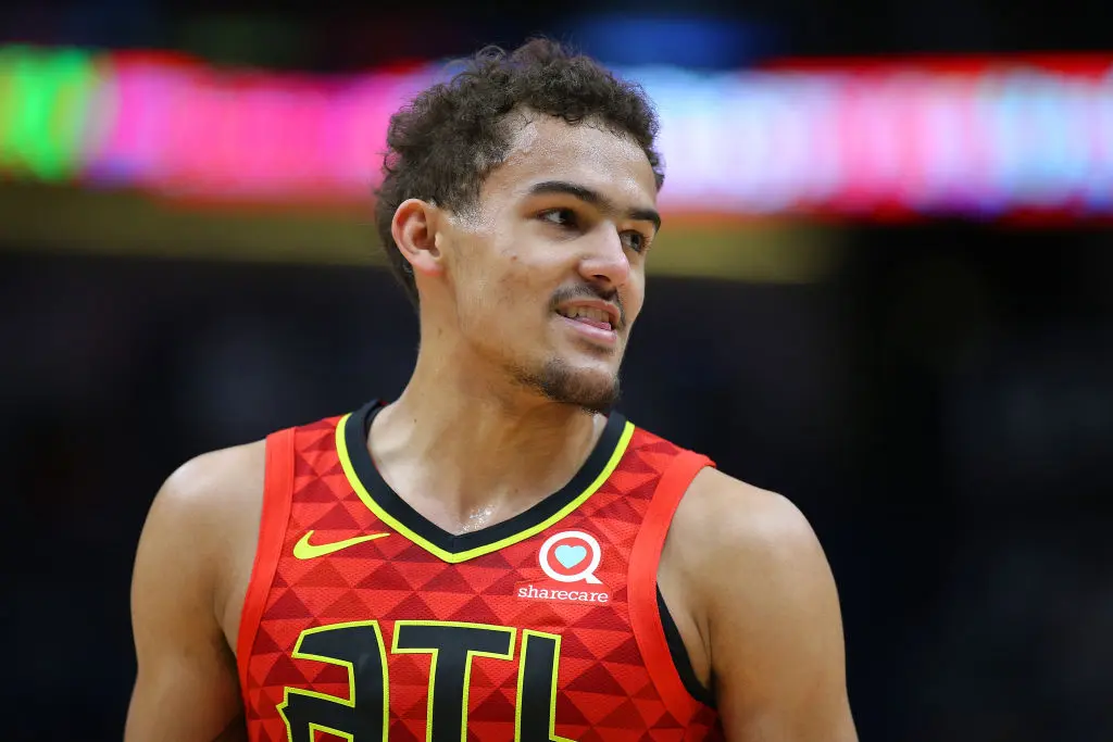 NEW ORLEANS, LOUISIANA - MARCH 26: Trae Young #11 of the Atlanta Hawks reacts during a game against the New Orleans Pelicans at the Smoothie King Center on March 26, 2019 in New Orleans, Louisiana