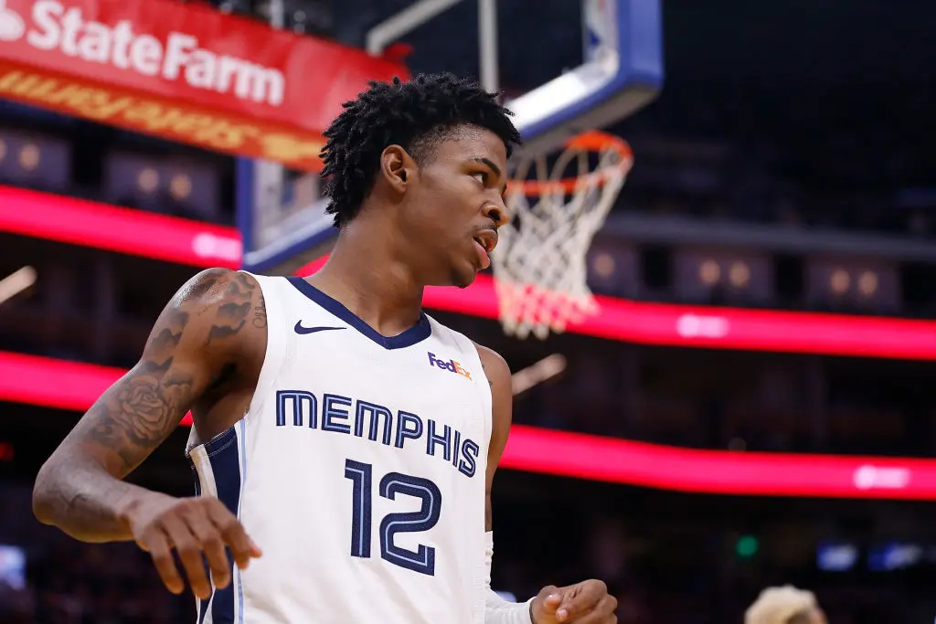 SAN FRANCISCO, CALIFORNIA - DECEMBER 09: Ja Morant #12 of the Memphis Grizzlies looks on in the second half against the Golden State Warriors at Chase Center on December 09, 2019 in San Francisco, California