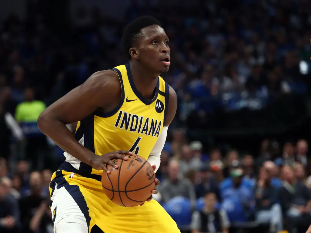 DALLAS, TEXAS - MARCH 08: Victor Oladipo #4 of the Indiana Pacers takes a shot against the Dallas Mavericks at American Airlines Center on March 08, 2020 in Dallas, Texas