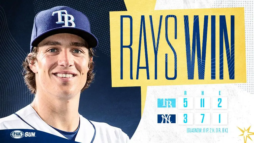 Rays vencem Yankees em grande noite de Tyler Glasnow