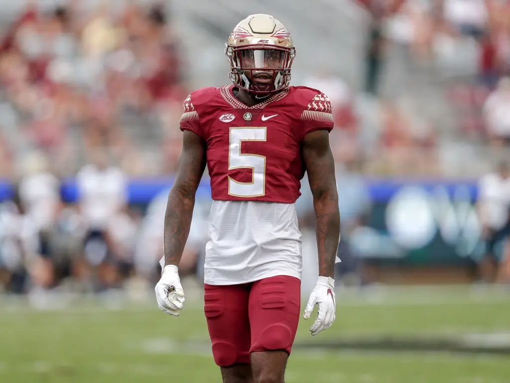 TALLAHASSEE, FL - SEPTEMBER 12: Wide Receiver Tamorrion Terry #5 of the Florida State Seminoles during the game against the Georgia Tech Yellow Jackets at Doak Campbell Stadium on Bobby Bowden Field on September 12, 2020 in Tallahassee, Florida. The Yellow Jackets defeated the Seminoles 16 to 13