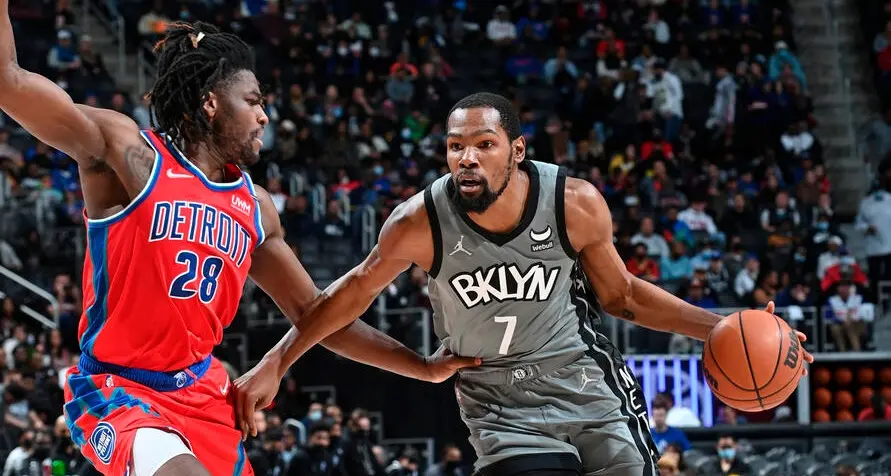 Com grande atuação de Kevin Durant, Brooklyn Nets derrota Detroit Pistons fora de casa