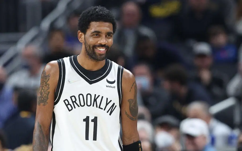 INDIANAPOLIS, INDIANA - JANUARY 05: Kyrie Irving #11of the Brooklyn Nets dribbles the ball during the game against the Indiana Pacers at Gainbridge Fieldhouse on January 05, 2022 in Indianapolis, Indiana.