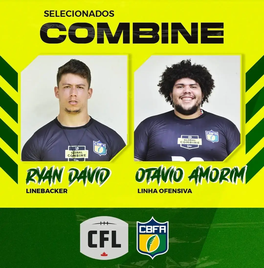 Ryan David e Otávio Amorim foram selecionados para o Combine da CFL - Fonte CBFA