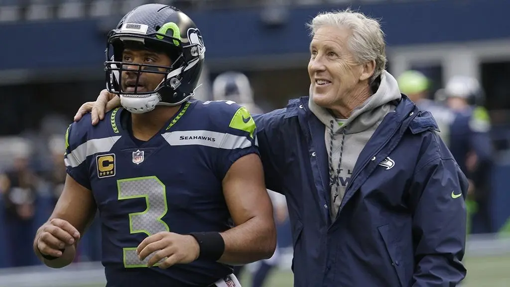 Seattle Seahawks HC Pete Carroll and Russell Wilson