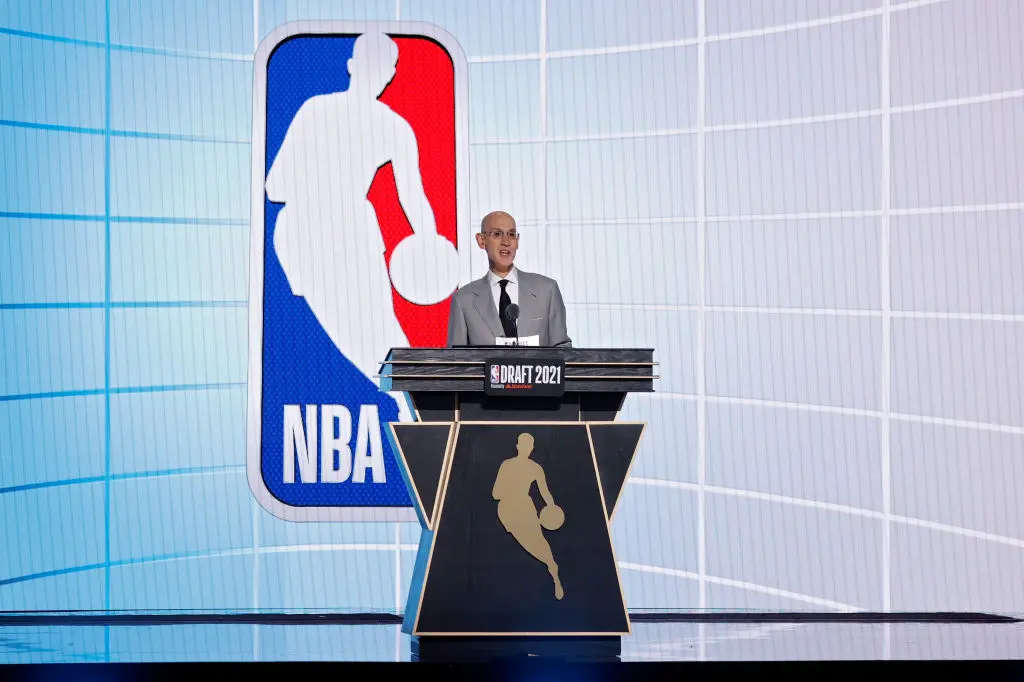 NEW YORK, NEW YORK - JULY 29: NBA commissioner Adam Silver speaks during the 2021 NBA Draft at the Barclays Center on July 29, 2021 in New York City