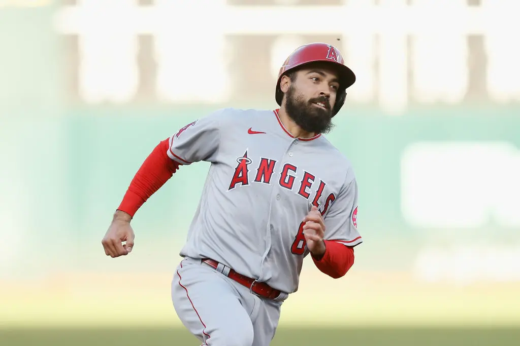 OAKLAND, CALIFORNIA - MAY 14: Anthony Rendon #6 of the Los Angeles Angels runs to third base against the Oakland Athletics during game two of a doubleheader at RingCentral Coliseum on May 14, 2022 in Oakland, California.