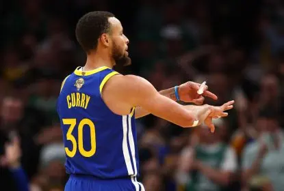 BOSTON, MASSACHUSETTS - JUNE 16: Stephen Curry #30 of the Golden State Warriors celebrates a three pointer against the Boston Celtics during the third quarter in Game Six of the 2022 NBA Finals at TD Garden on June 16, 2022 in Boston, Massachusetts