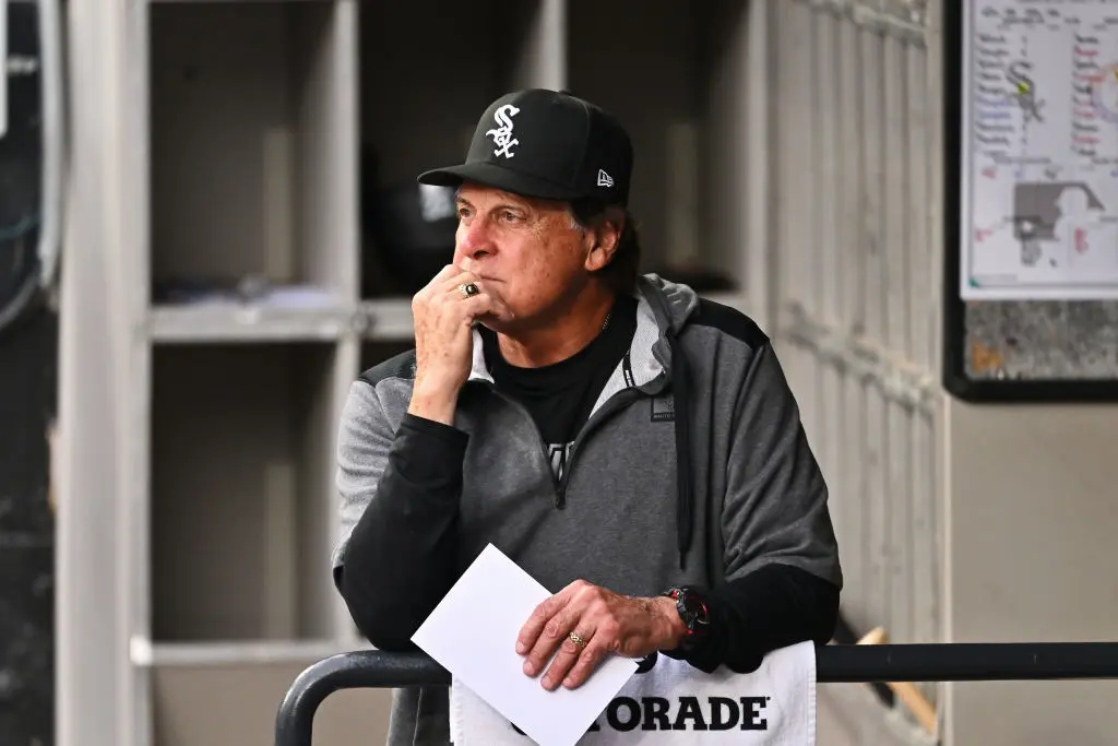 CHICAGO, IL - JUNE 10: Manager Tony La Russa #22 of the Chicago White Sox watches his team before a game against the Texas Rangers at Guaranteed Rate Field on June 10, 2022 in Chicago, Illinois.