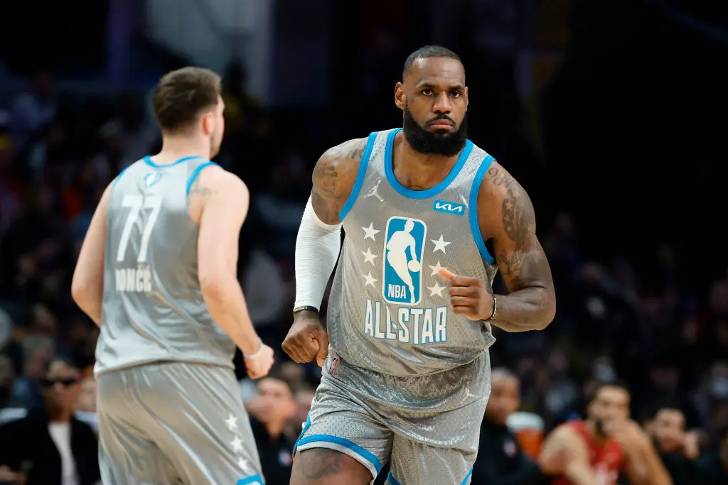 CLEVELAND, OHIO - FEBRUARY 20: LeBron James #6 of Team LeBron looks on against Team Durant during the 2022 NBA All-Star Game at Rocket Mortgage Fieldhouse on February 20, 2022 in Cleveland, Ohio.