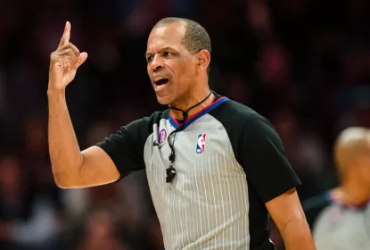 CHARLOTTE, NORTH CAROLINA - FEBRUARY 25: Referee Eric Lewis #42 during the game between the Charlotte Hornets and the Miami Heat at Spectrum Center on February 25, 2023 in Charlotte, North Carolina.