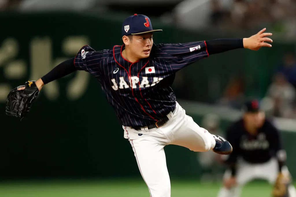 TOKYO, JAPAN - NOVEMBER 10: Yuki Matsui #24 of Team Japan pitches during the Japan All-Star Series game against the MLB All-Stars at the Tokyo Dome on Saturday, November 10, 2018 in Tokyo, Japan